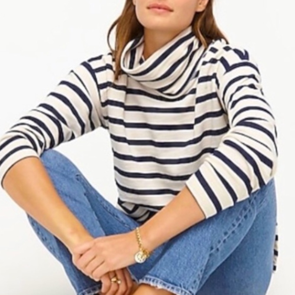 J. Crew Vintage cotton terry turtleneck funnel cowl pullover